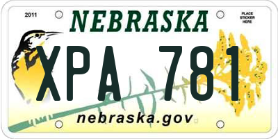 NE license plate XPA781