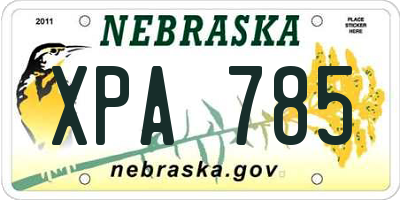 NE license plate XPA785