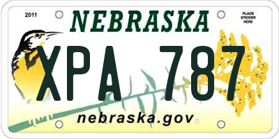 NE license plate XPA787