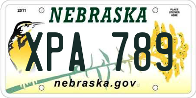 NE license plate XPA789