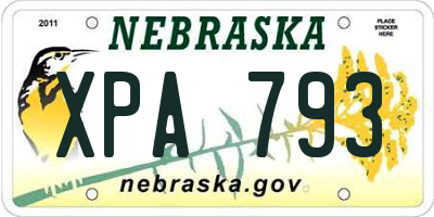 NE license plate XPA793