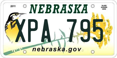 NE license plate XPA795