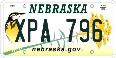 NE license plate XPA796