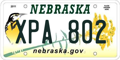 NE license plate XPA802