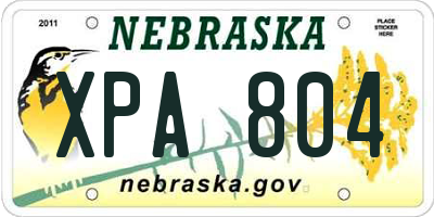 NE license plate XPA804