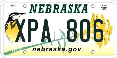 NE license plate XPA806