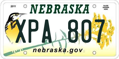 NE license plate XPA807