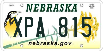NE license plate XPA815