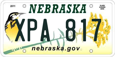 NE license plate XPA817