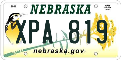 NE license plate XPA819