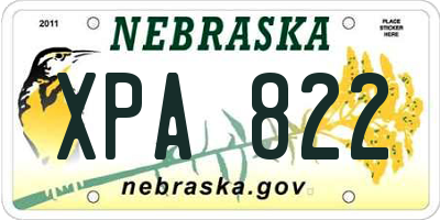 NE license plate XPA822