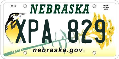 NE license plate XPA829