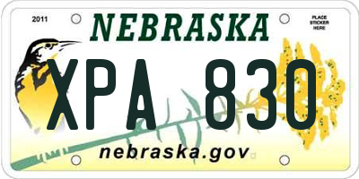 NE license plate XPA830