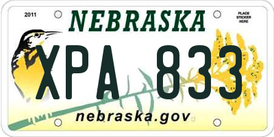NE license plate XPA833