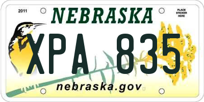 NE license plate XPA835