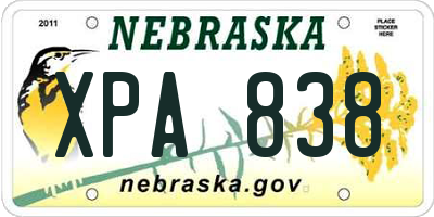 NE license plate XPA838