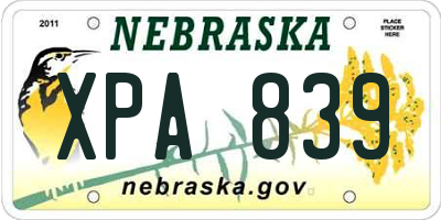NE license plate XPA839