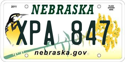 NE license plate XPA847