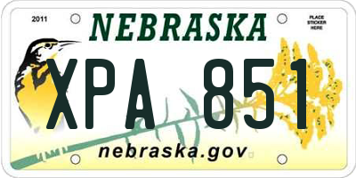 NE license plate XPA851
