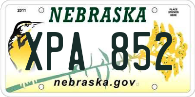 NE license plate XPA852