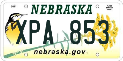 NE license plate XPA853