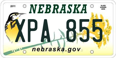 NE license plate XPA855