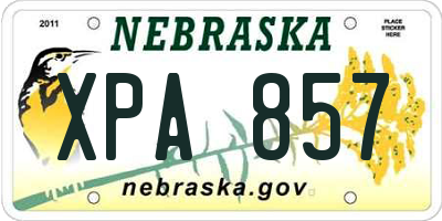 NE license plate XPA857