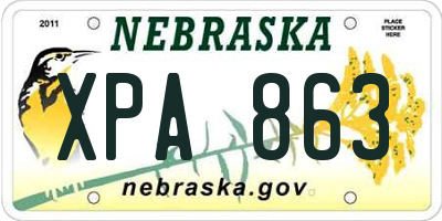 NE license plate XPA863