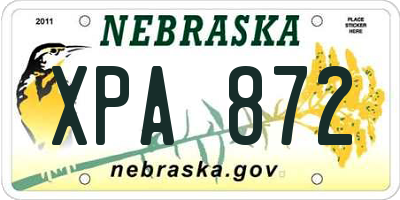 NE license plate XPA872