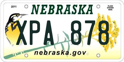 NE license plate XPA878