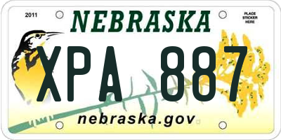 NE license plate XPA887