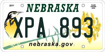 NE license plate XPA893