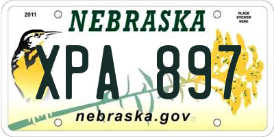NE license plate XPA897