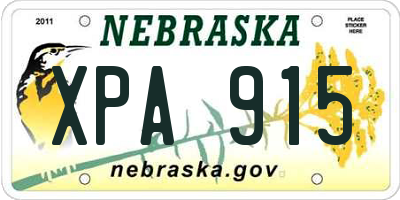 NE license plate XPA915