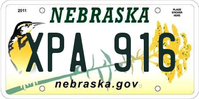NE license plate XPA916