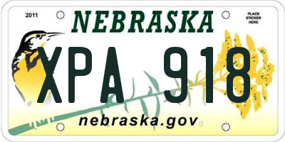 NE license plate XPA918