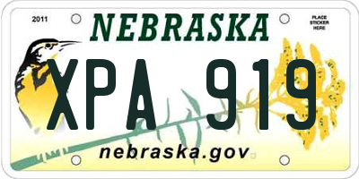 NE license plate XPA919