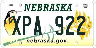 NE license plate XPA922