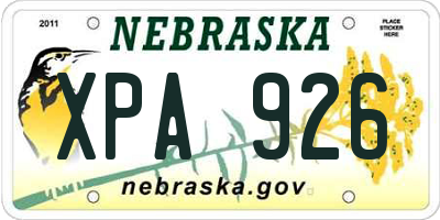 NE license plate XPA926