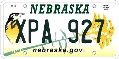 NE license plate XPA927