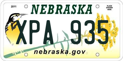 NE license plate XPA935
