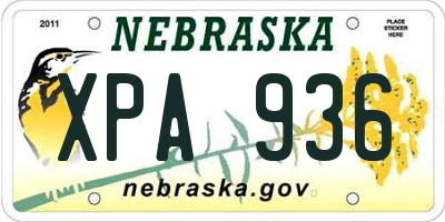 NE license plate XPA936