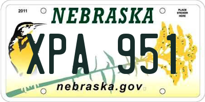 NE license plate XPA951
