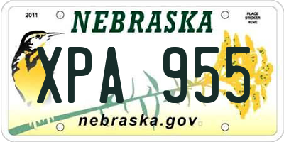 NE license plate XPA955