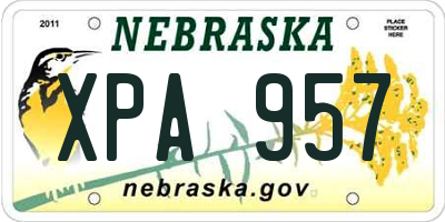 NE license plate XPA957