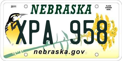 NE license plate XPA958