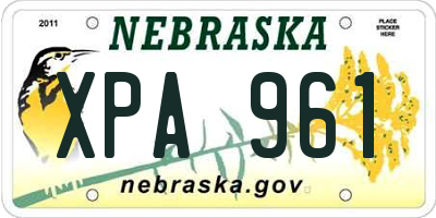 NE license plate XPA961