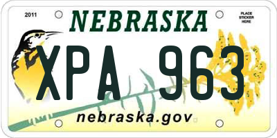 NE license plate XPA963