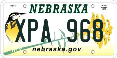 NE license plate XPA968