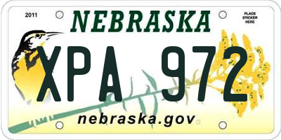 NE license plate XPA972